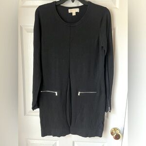 MICHAEL Michael Kors black long sleeve knee length dress with zipper pockets